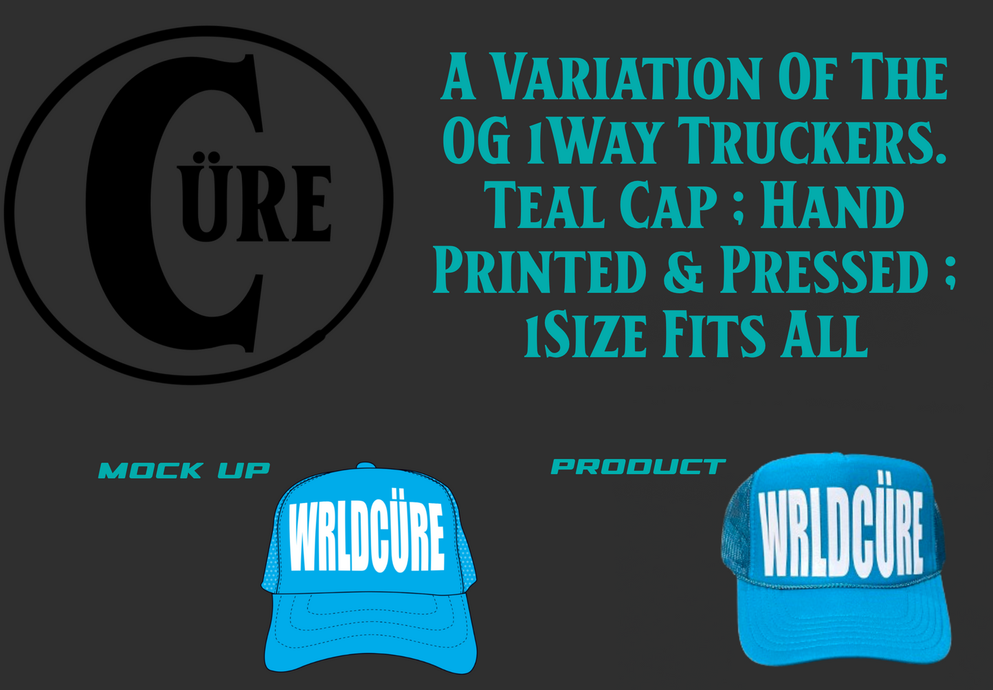 WRLDCÜRE : TRUCKER HAT (TEAL)